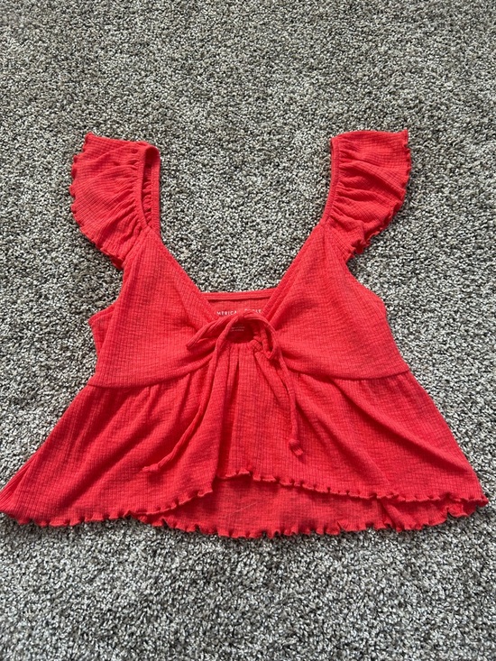 American Eagle Outfitters Tops - American Eagle Outfitters Red Ruffle Tie-Front Camisole
